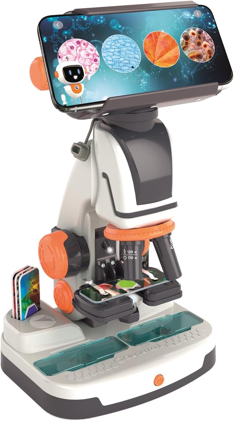 Clementoni Digital Microscope with WiFi – 2-in-1 Optical and Digital Microscope with Camera, App and Interactive Slides for Kids 8+