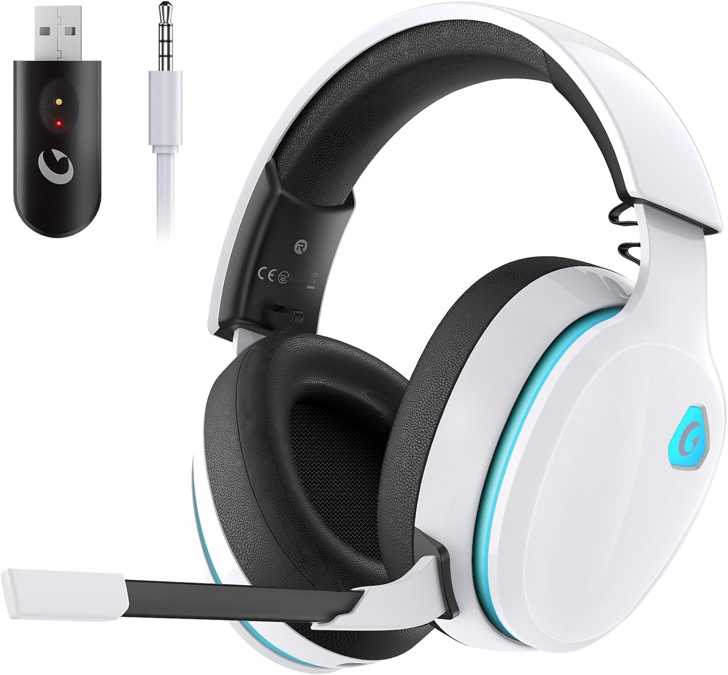 Gvyugke Gaming Headset, 2.4GHz Wireless Gaming Headphone for PS4, PS5, PC, Mac, 5.2 Bluetooth Headphone with Detachable Noise Canceling 3D Microphone, 3.5mm Wired Mode for Xbox Series