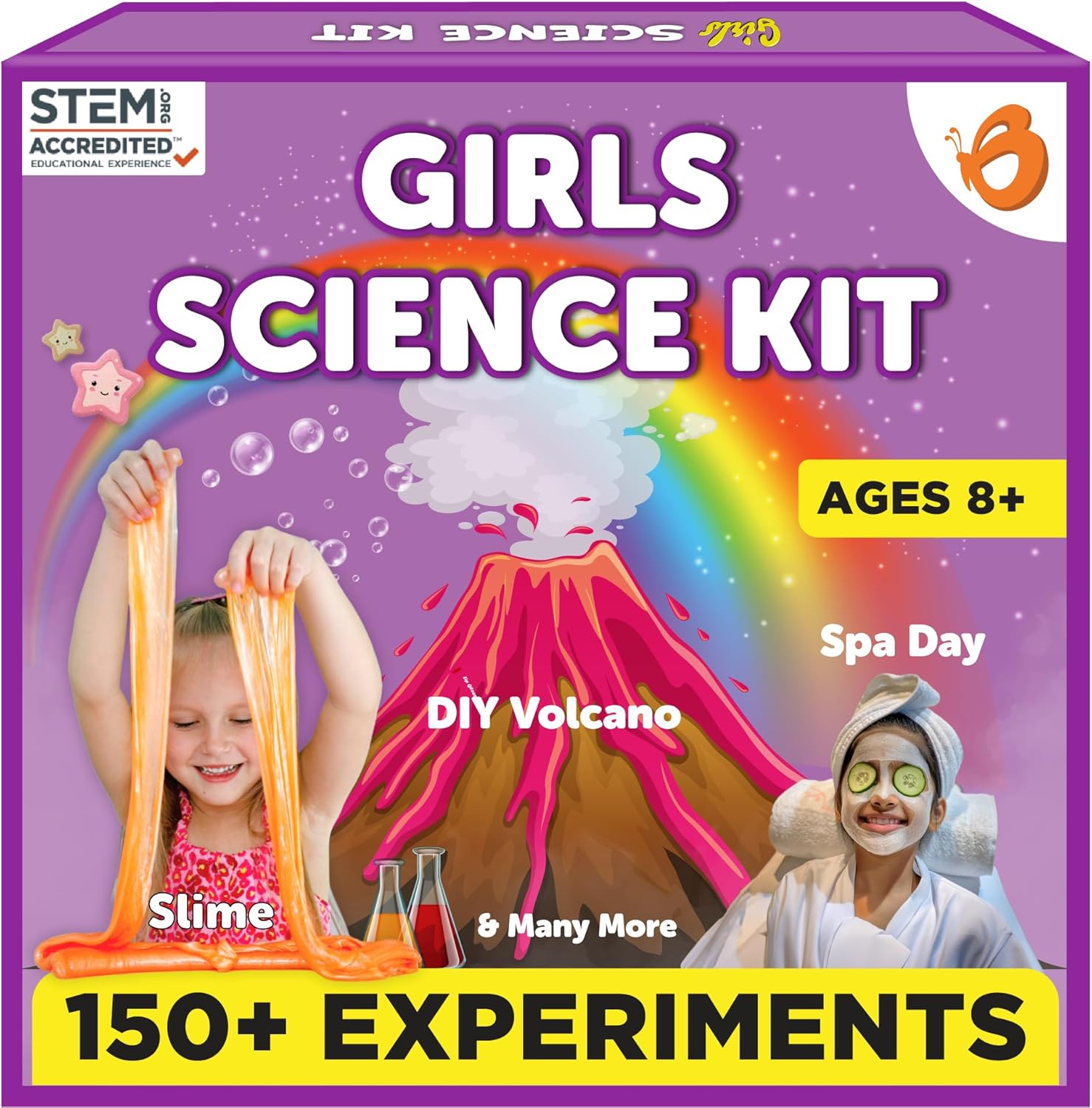 Butterfly EduFields Girls Birthday Presents – 150+ Science Experiments for Kids, Learning resources, Gifts for 8 9 10 11 12 Year Old Girls, STEM Science Kit for Kids 8-12, Educational Toys